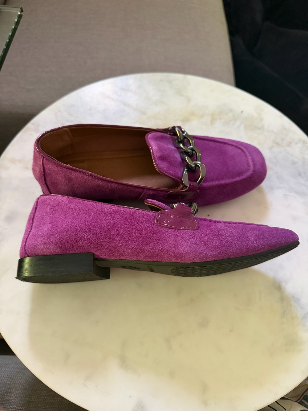 Women’s size 6.5 Donald Pliner Bethany slip on suede loafers purple - Picture 4 of 10